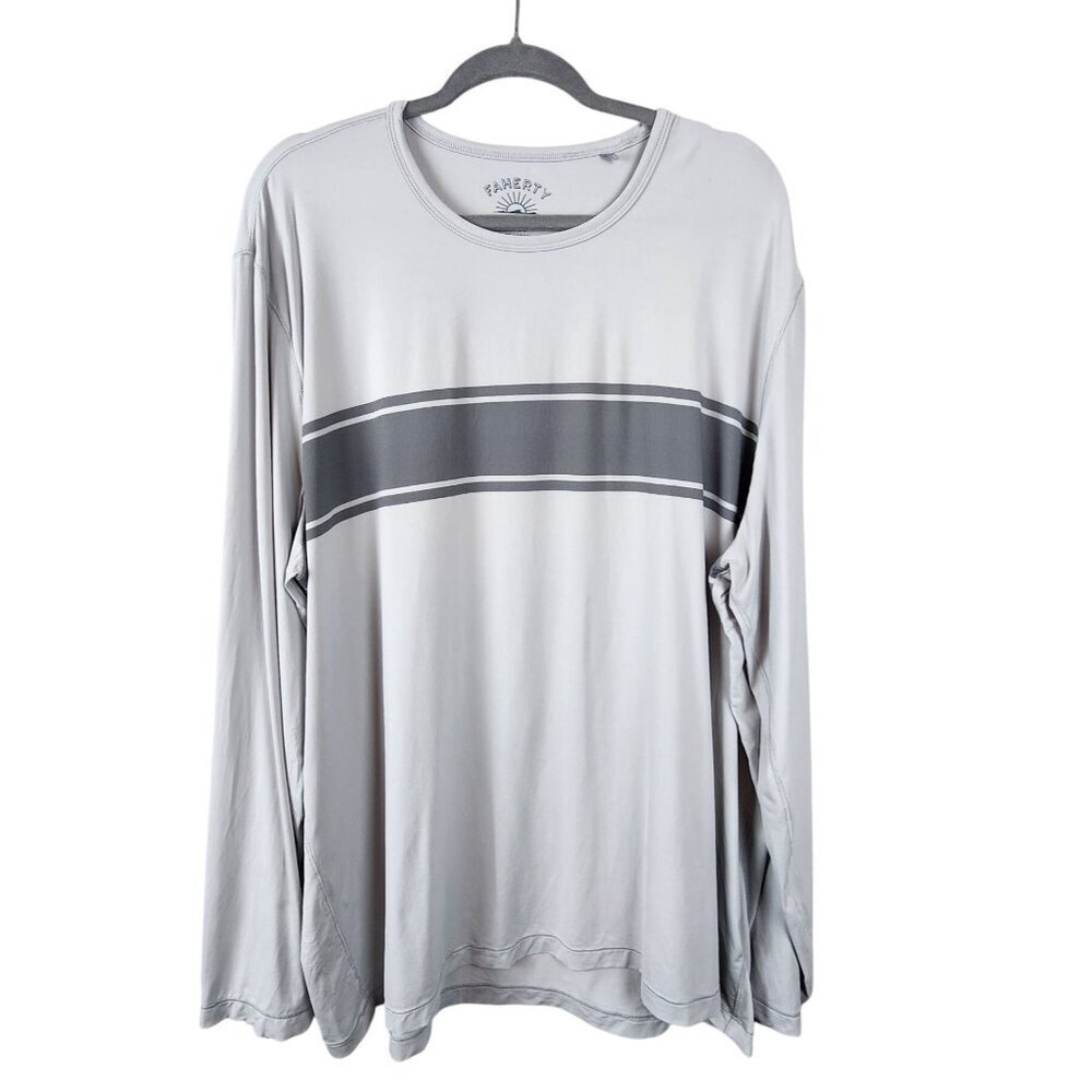 Faherty Shorelite long sleeve shirt rash guard XXL men UPF 50 gray
